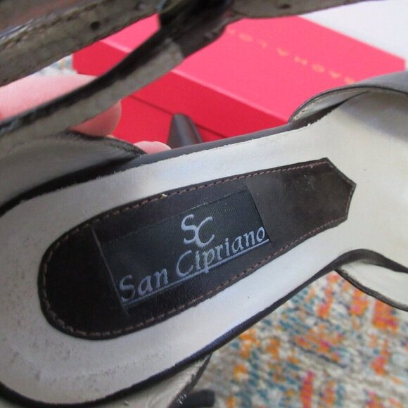 San Cipriano Pointed Toe Ankle Strap Pumps Women 37 Brown High Heels y2k vtg 322 - Picture 6 of 10